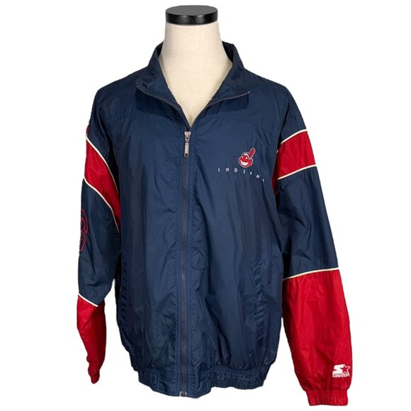 Vintage Cleveland Indians Genuine Merchandise Starter Jacket XL Navy/Red 90's - Picture 1 of 13